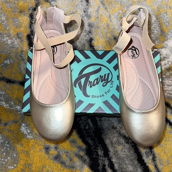 Trary Girls Ballet Flats Roman with Elastic Ankle Strap - Ballet Dress Shoes L2 - Picture 4 of 4